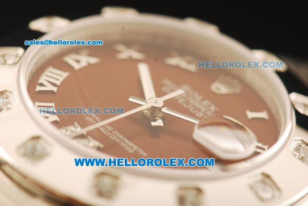 Rolex Datejust Automatic Movement Full Steel with Brown Dial and Diamond Bezel-ETA Coating Case - Click Image to Close